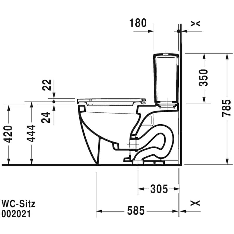 Duravit ME by Starck Two Piece Elongated Toilet Less Seat 2171010000 White