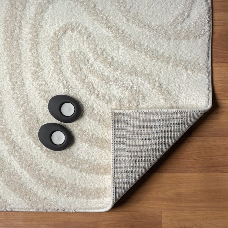 Luxe Weavers Geometric Swirl Cream Area Rug, Stain Resistant Carpet