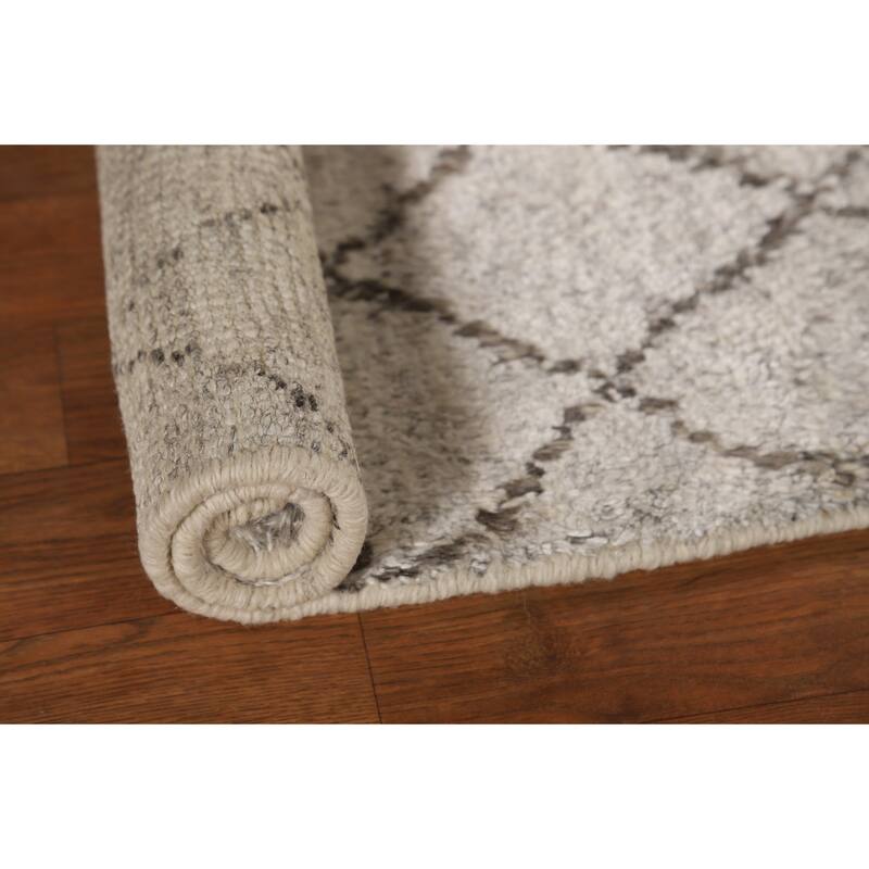 Thick Trellis Moroccan Indian Accent Rug Hand-Knotted Wool Carpet - 2'0"x 3'0"