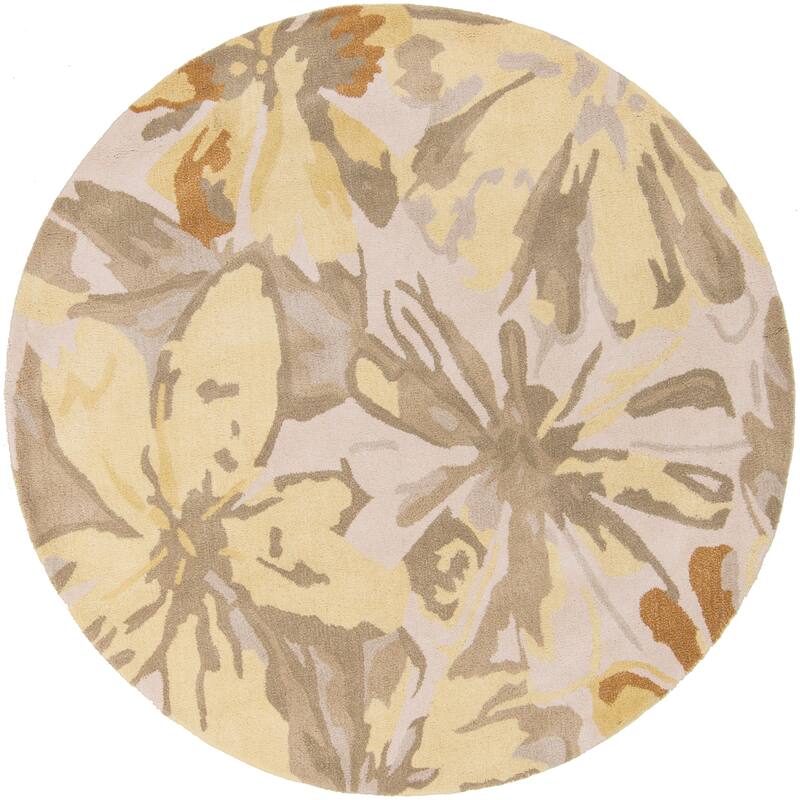 Handmade Putty Transitional Floral Wool Area Rug