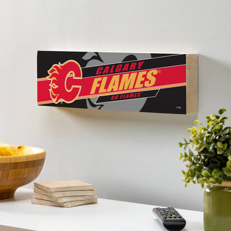 Calgary Flames Wooden Tabletop Mantel Shelf Sign