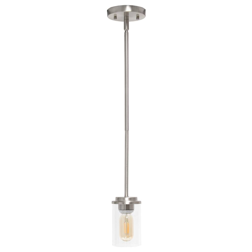 1-Light Pendant Light - Adjustable Hanging Cylinder Glass Fixture - Minimalist Industrial Design - Kitchen Island Lighting