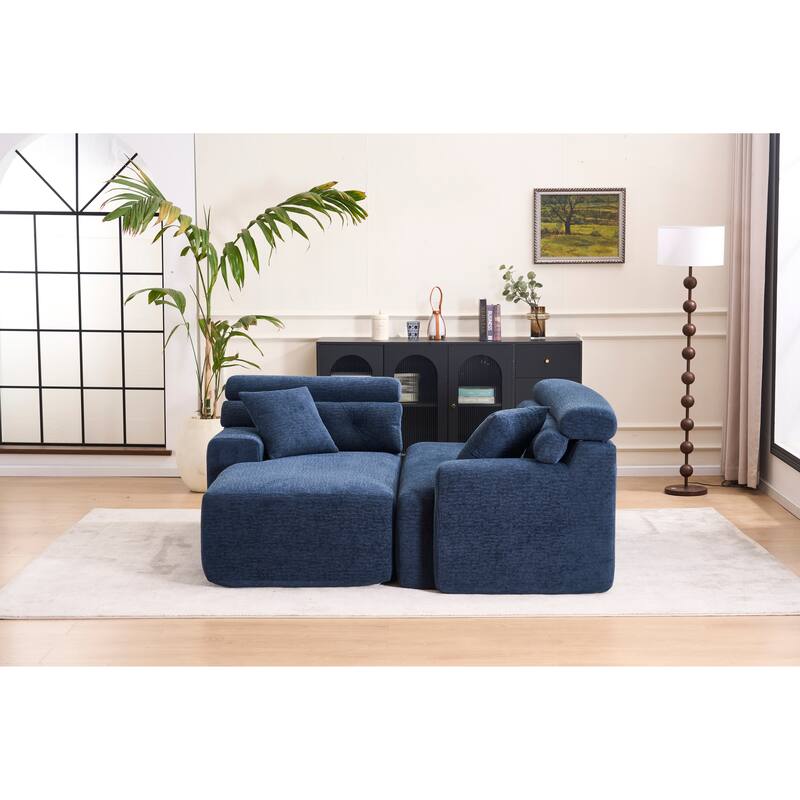 105" Chenille Sectional Sofa with Chaise Lounge & 2 Pillows