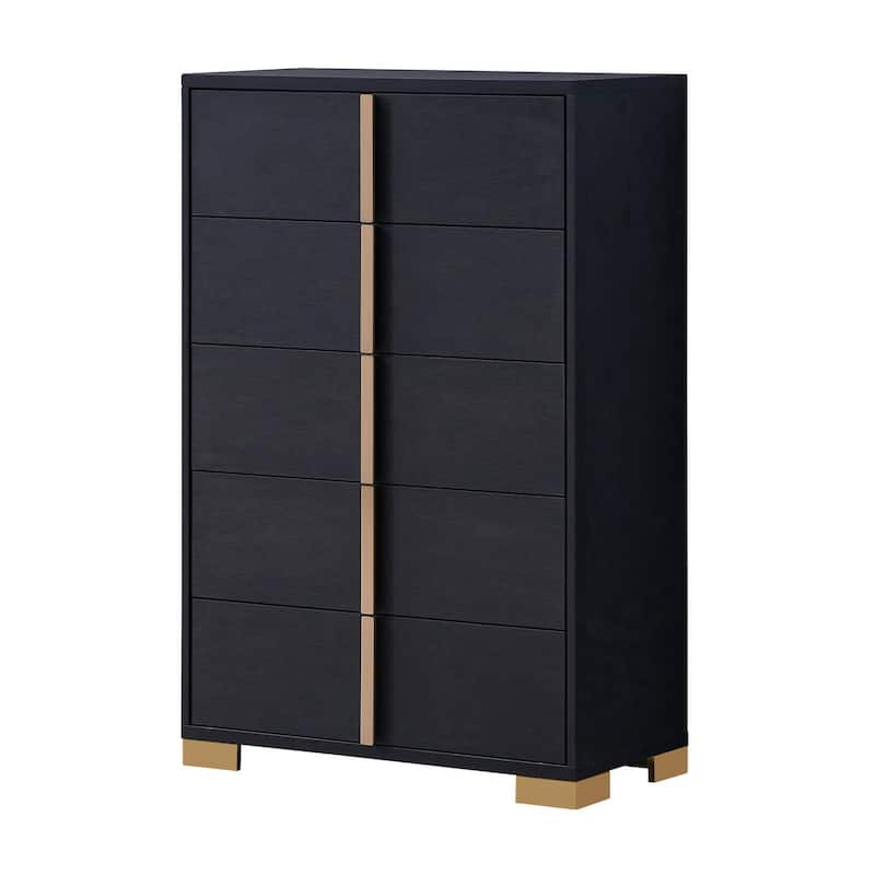 Medici 5-drawer Chest with Vertical Gold