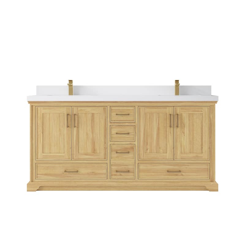 Willow Collections 72 in. W x 22 in. D Charlotte Teak Double Sink Bathroom Solid Teak Vanity with Countertop