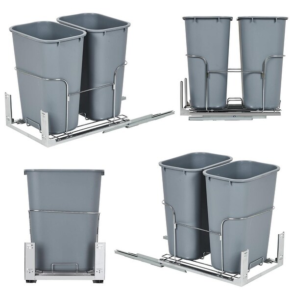 2undefined25/2undefined35 QT Dual Pull Out Trash Can Under Cabinet