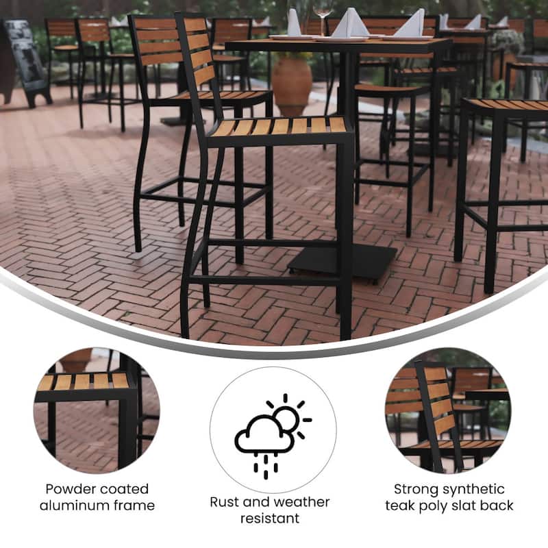 Commercial Grade Outdoor All-Weather Bar Stool with Poly Resin Slats