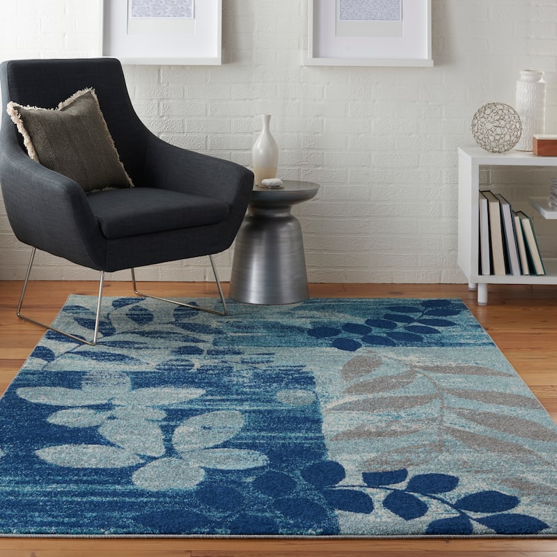 Nourison Tranquil Floral Leaves Area Rug - 4' x 6' - Blue/Multi - Rectangle