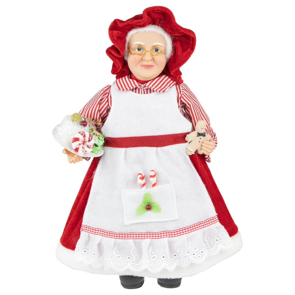 16" Chef Mrs Claus with Cake and Gingerbread Man Christmas Figure