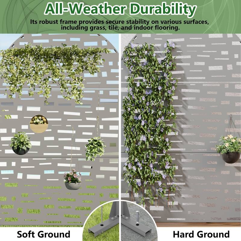 Dovelina 6ft.Outdoor Freestanding Metal Privacy Screen Decorative Garden Fence - 72"x47"