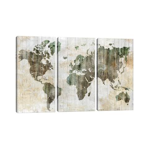 iCanvas "World Map I " by Isabelle Z 3-Piece Canvas Wall Art Set