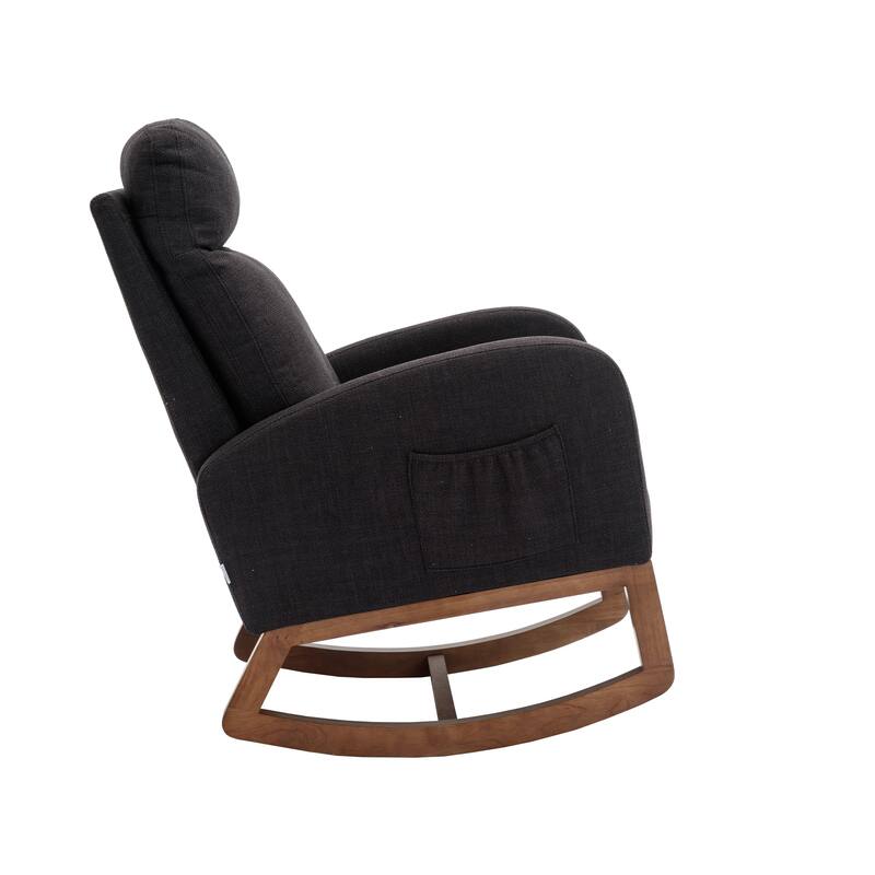 GDFStudio - Amelia Linen Upholstered Rocking Chair with Spacious Seat and Tall Back Design