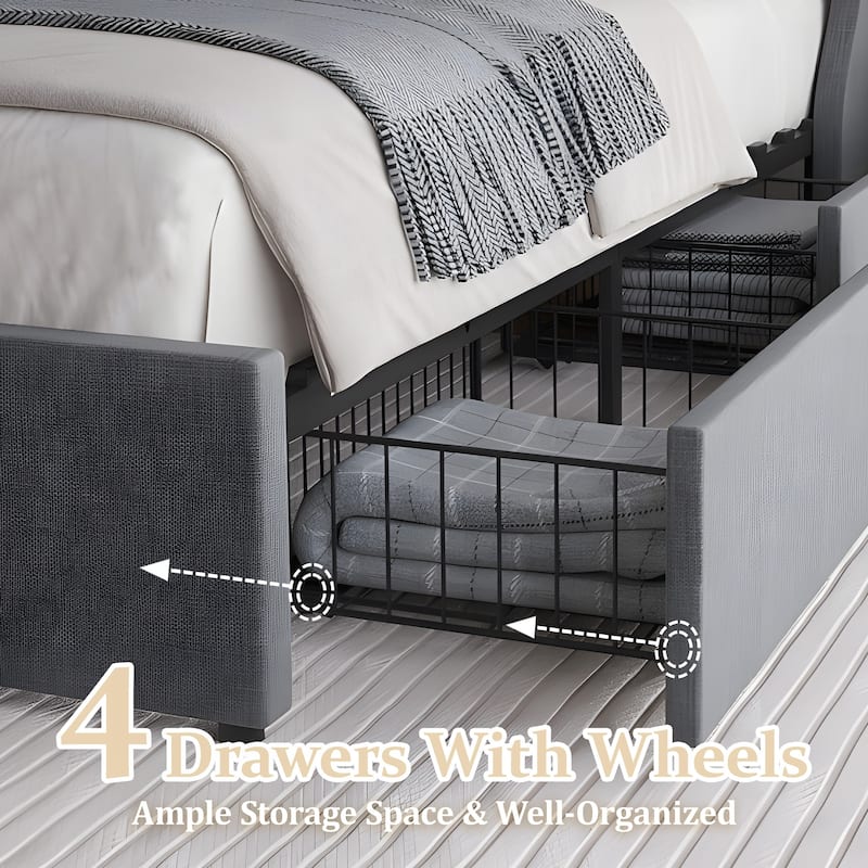 Luxurious Storage Bed with Tufted Headboard for Stylish Bedroom