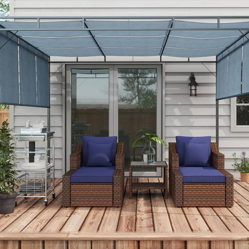 5PC Weatherproof PE Rattan Patio Set,Chair Table,Cushion Pillow