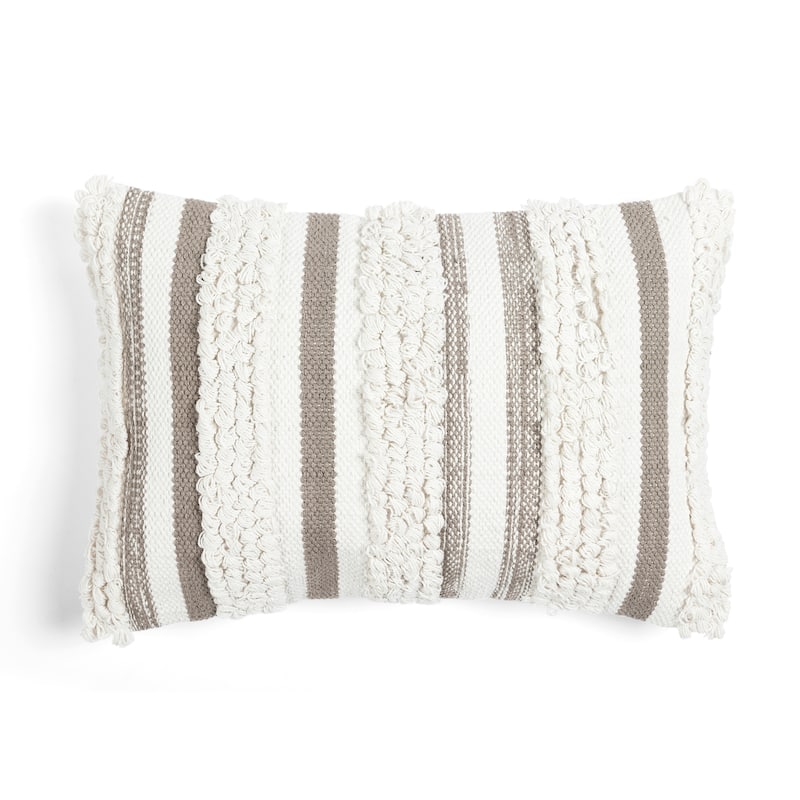 Lush Decor Bria Stripe Decorative Lumbar Pillow Cover - Neutral
