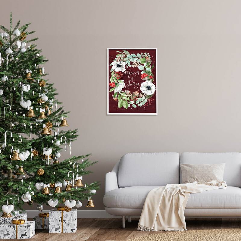 Stupell Merry & Jolly Seasonal Mushroom Wreath Framed Giclee Art by Caverly Smith