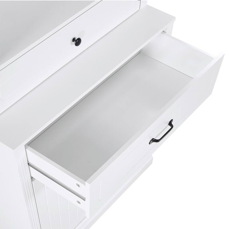 White Bath Cabinet, 2 Doors 3/6 Shelves, Engineered Wood, Bath Laundry