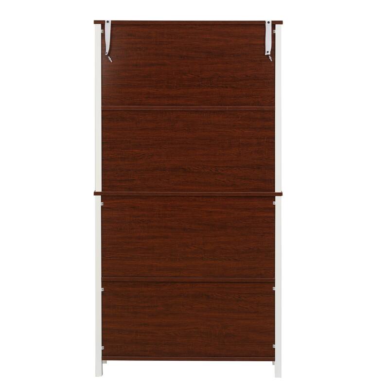 4-Shelf 59.5" H x 31.38" W Cherry and White Manufactured Wood Bookcase - 59.5" H x 35.38" W x 11.8" D