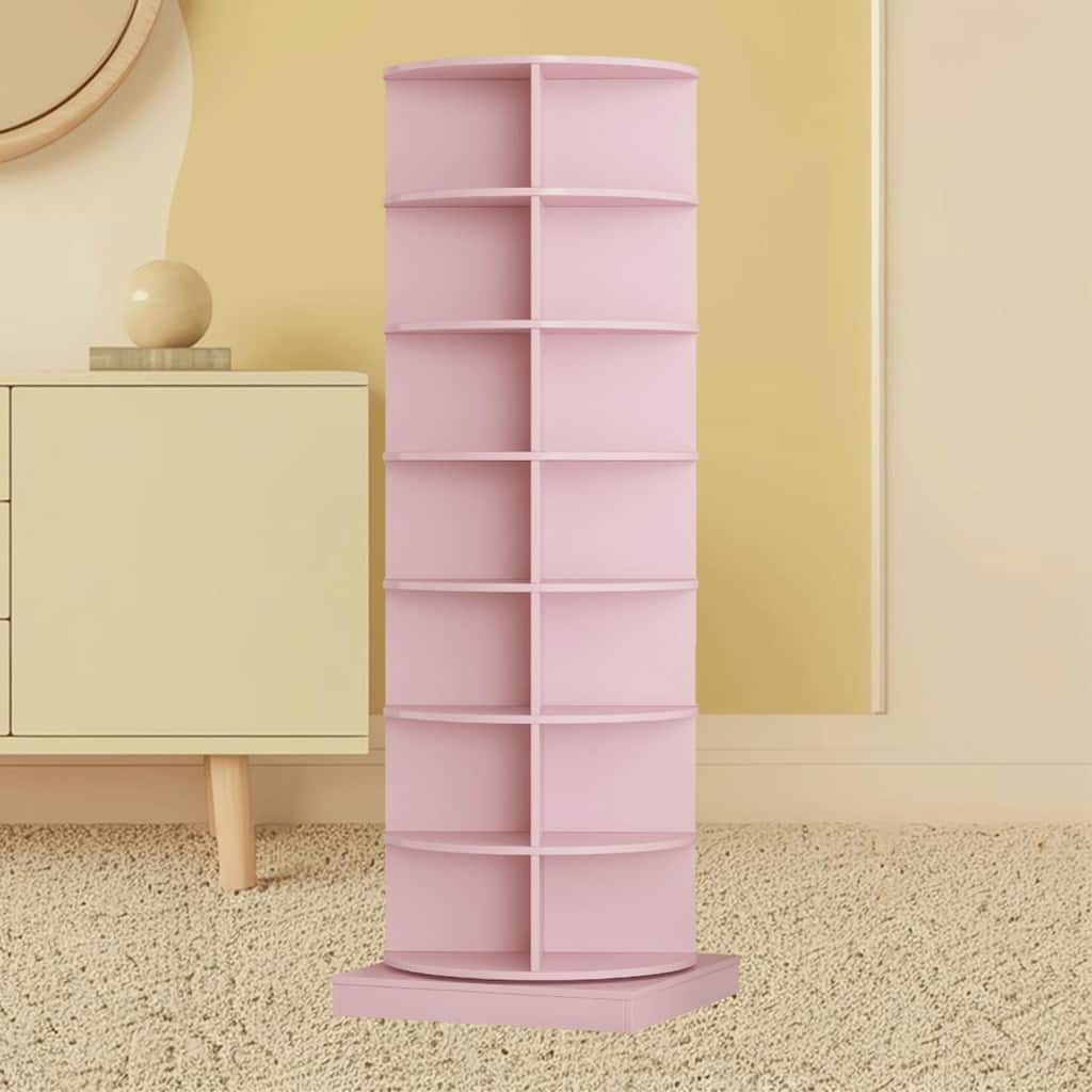 Large Capacity Rotating Shoe Rack Cabinet with 7 Shelves and 28-Pair Storage, Ideal for Entryway, Hallway and Mudroom Storage