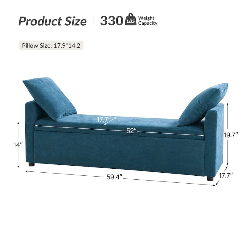 Franco Modern Upholstered Storage Bench with Two Throw Pillows