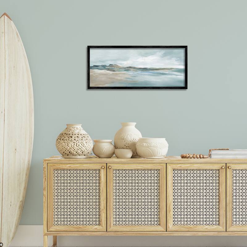 Stupell Blue Gradient Beach Scene Framed Giclee Art Design By Carol Robinson
