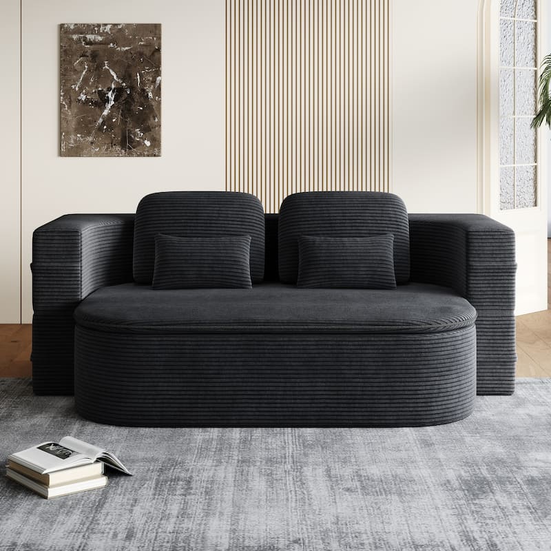 75''2-In-1 Foldable Convertible Sleeper Foam Sofa Bed with Multi Functional Blanket