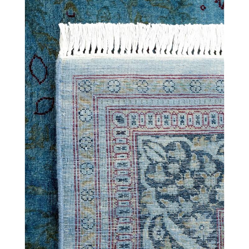 Overton Hand Knotted Wool Vintage Inspired Modern Contemporary Overdyed Blue Area Rug - 4' 2" x 6' 2"