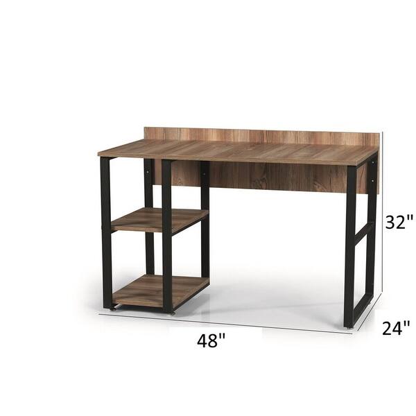 Stuednt Computer Desk Student Computer Desks Black Metal Frame with Wooden Top 2 Shelves ...