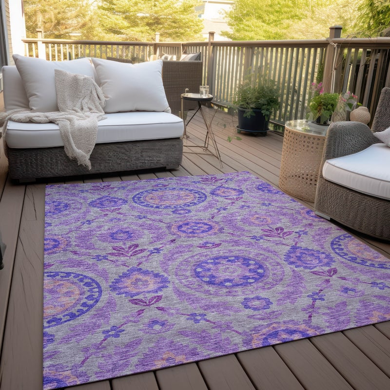 Machine Washable Indoor/ Outdoor Chantille Boho Suzani Rug