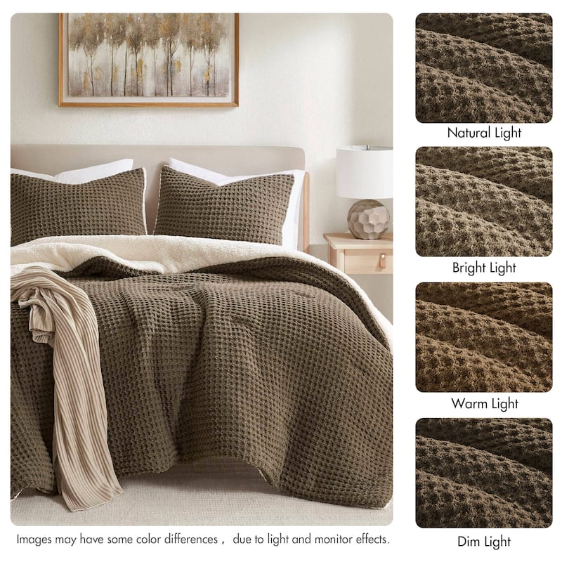 Madison Park Riordan Waffle Knit Chenille Comforter Set