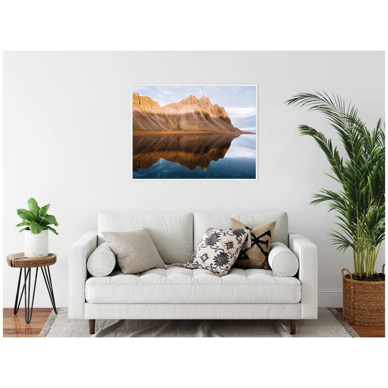 Kate and Laurel Sylvie Mountain Reflection in Iceland during Sunset Framed Canvas by Michael Schauer