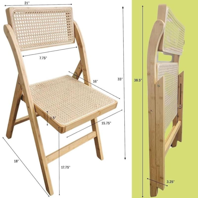 Aria Set of 2 Tristan Bamboo Wood Folding Chair