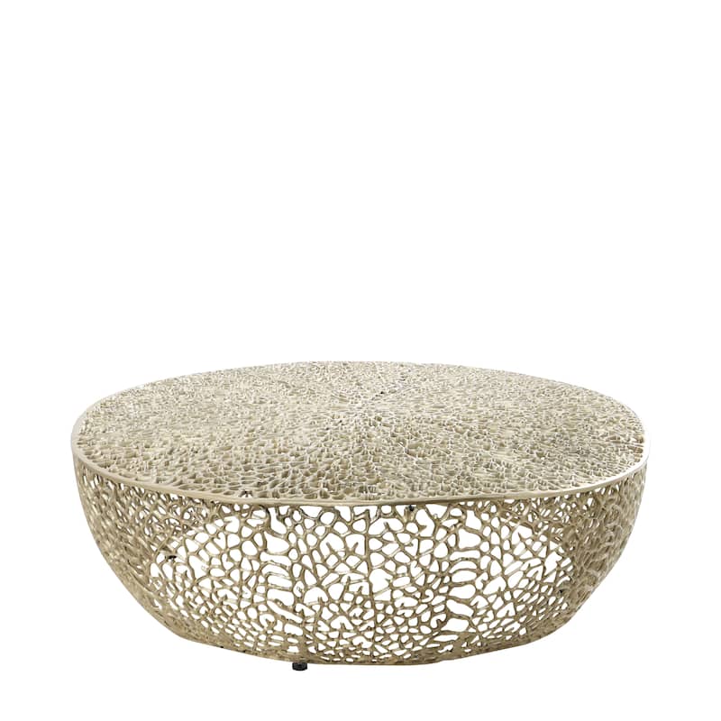 Aluminum Metal Coral Abstract Coffee Table - Silver or Gold - Roche River Decor