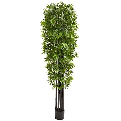 7' Bamboo Tree with Black Trunks UV Resistant (Indoor/Outdoor) - Green
