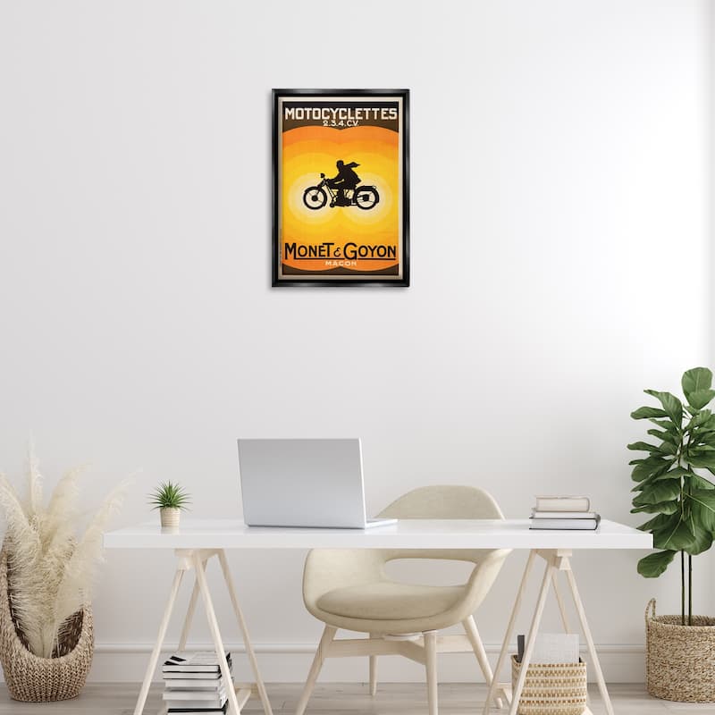 Stupell Vintage Motorcycle Advertisement Framed Floater Canvas Wall Art Design By Marcus Jules