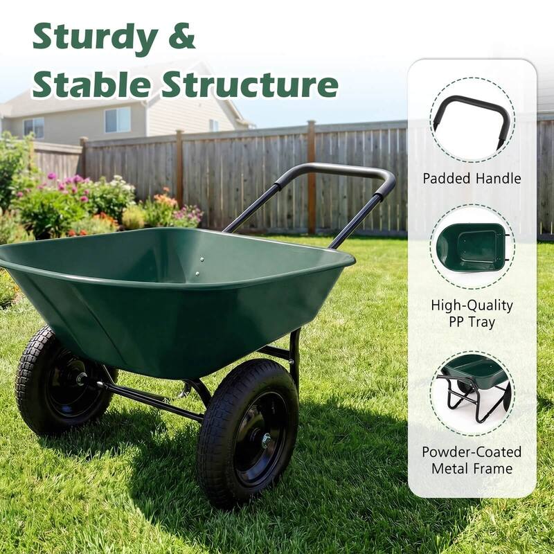 Costway 2 Tire Wheelbarrow Cart Heavy-duty Dolly Utility Cart