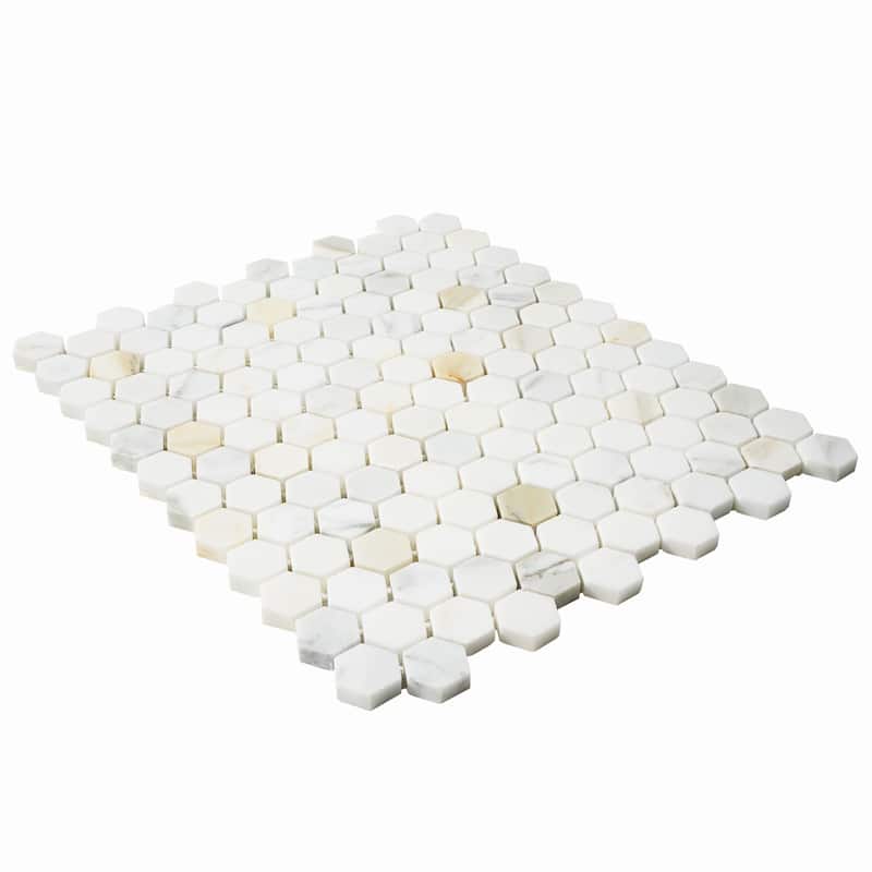 Calacatta Marble 1" x 1" Honeycomb Honed Mosaic Tile