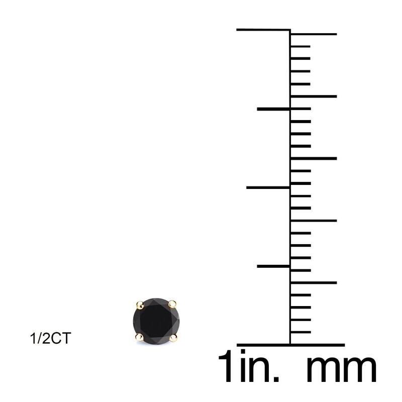 Auriya 1/2 to 4ctw Round Black Diamond Stud Earrings Pair 14k Yellow Gold - 0.50ctw