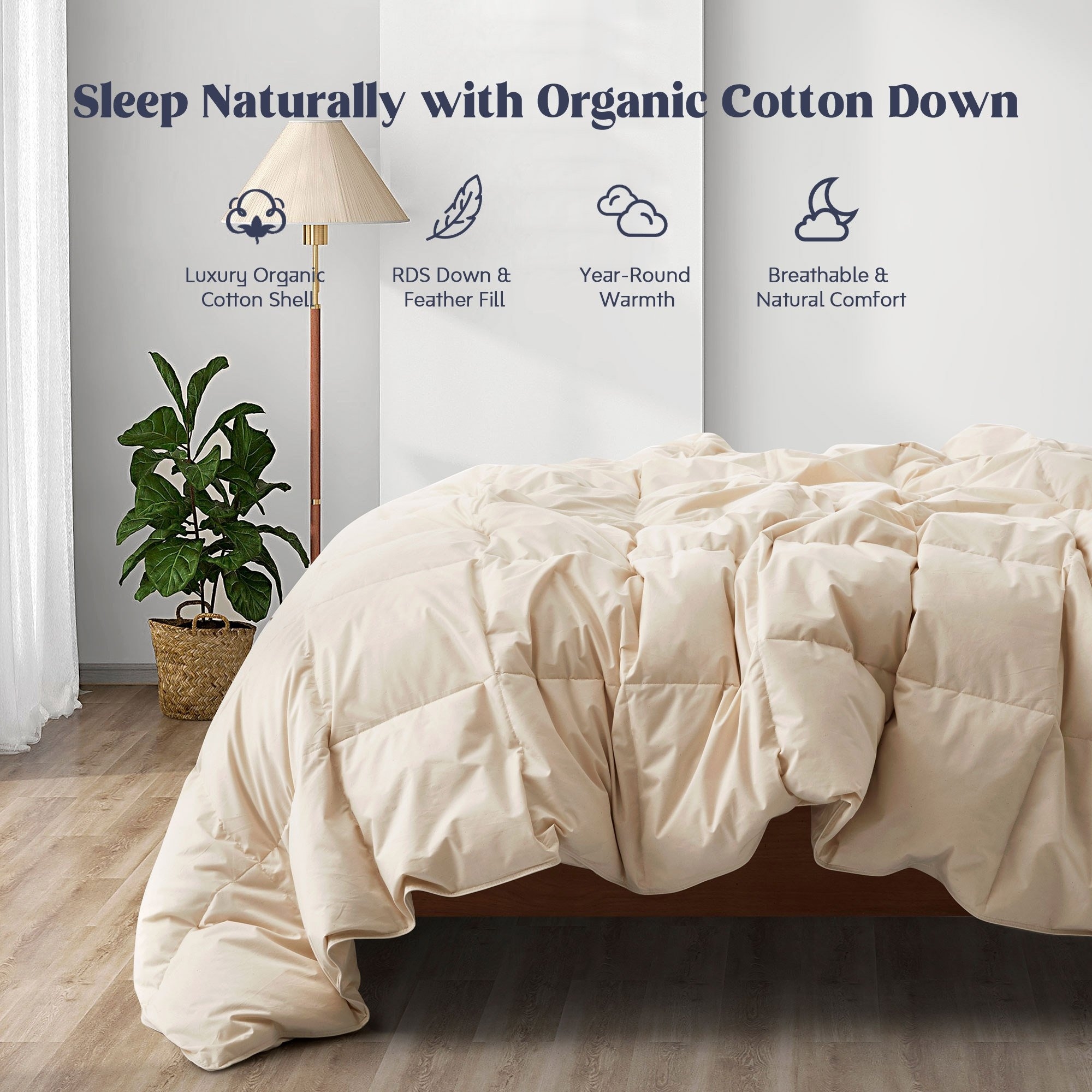 Year-round & Lightweight White Goose Down Duvet Comforter