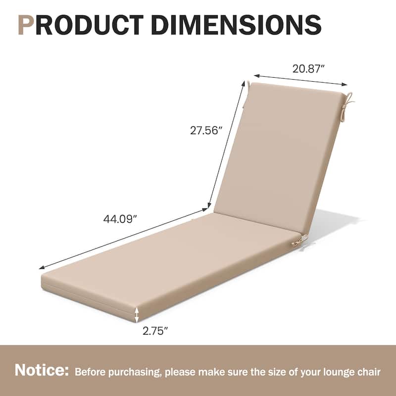 Outdoor Patio Chaise Lounge Cushion with Sunbrella