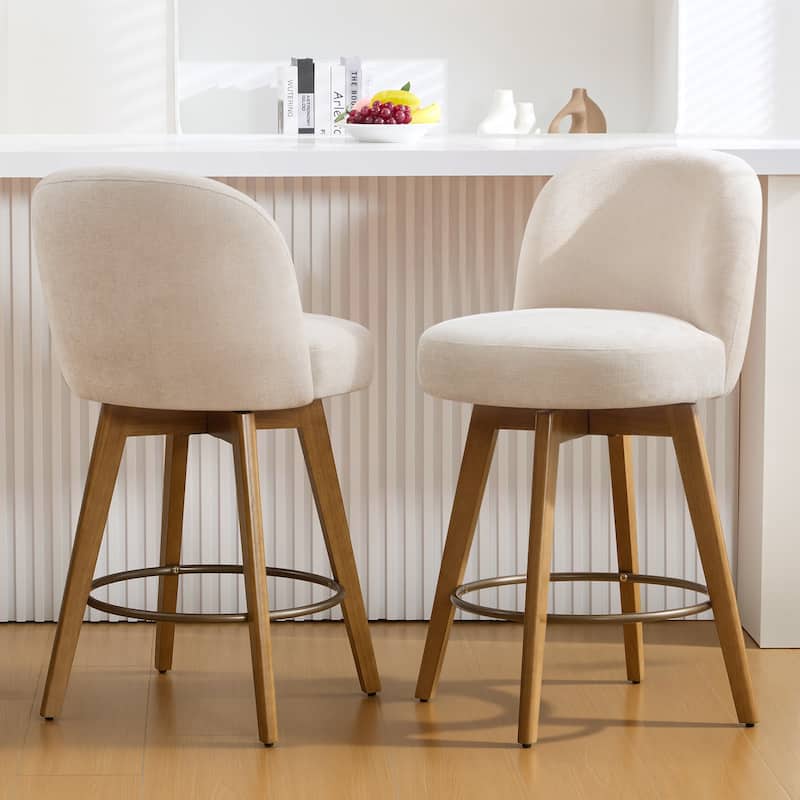 Fabric Upholstered Counter Height Swivel Bar Stools - 37.8"H x 19.7"W x 23.2"D