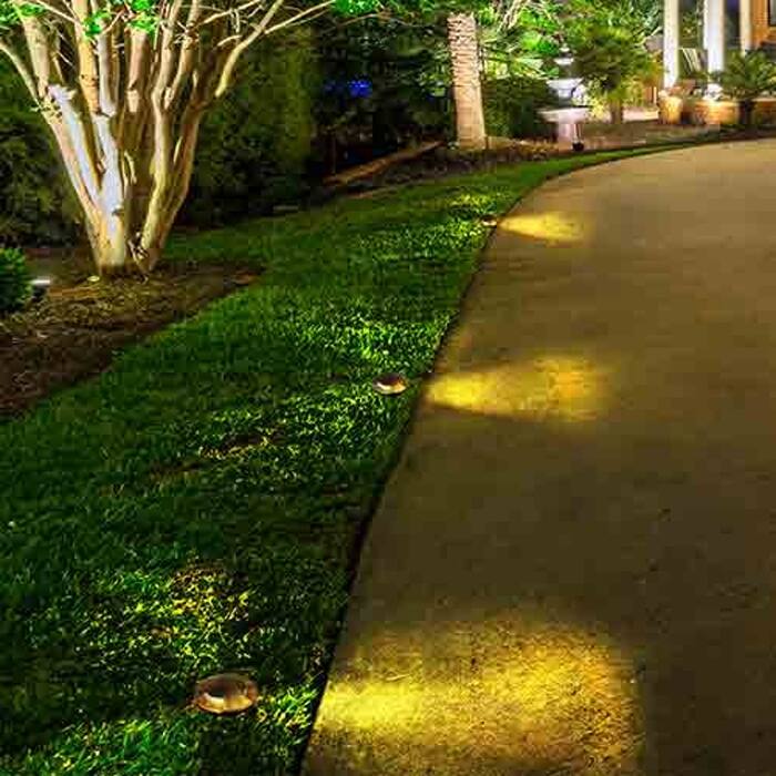 12V Composite In Ground Pathway Well Light w/ Tri-Directional "Mushroom" Cover