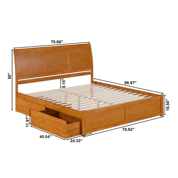 dimension image slide 3 of 8, Portland Platform Bed with Footboard and Storage Drawers