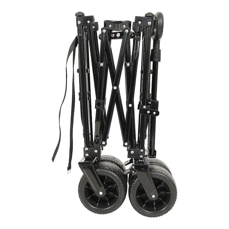 Foldable Extended Wagon With 480lbs Weight Capacity,Garden Cart With Big Beach Wheels & Drink Holders,Side Pocket And Brakes