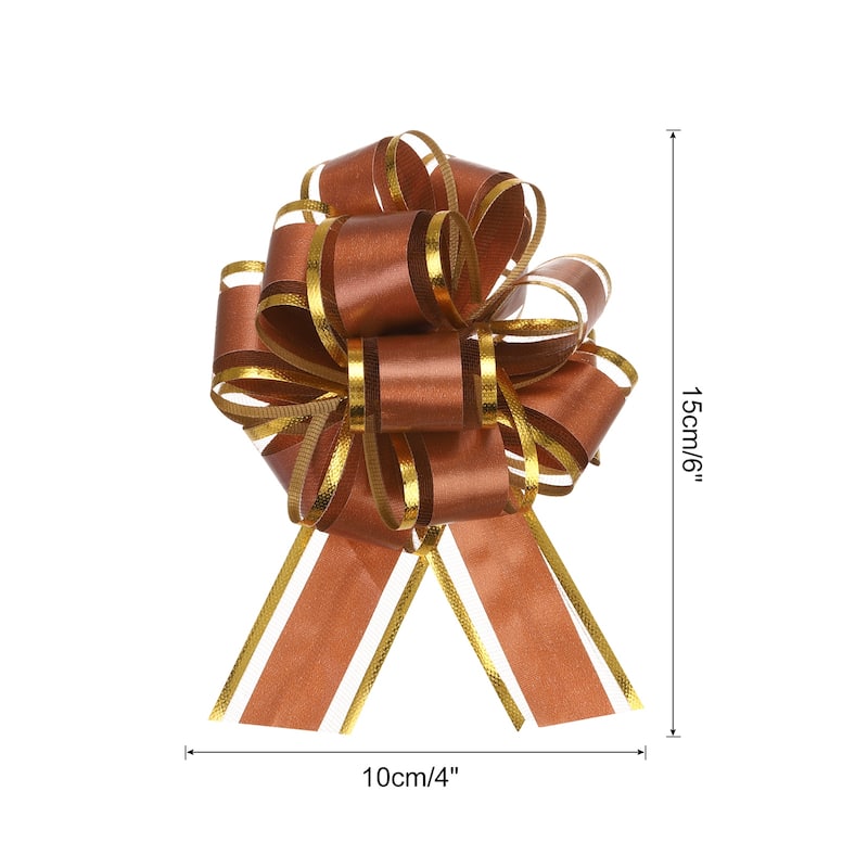 5pcs Large Big Pull Bow Gift Wrapping Bows Ribbon for Christmas - Coffee - 4 Inch