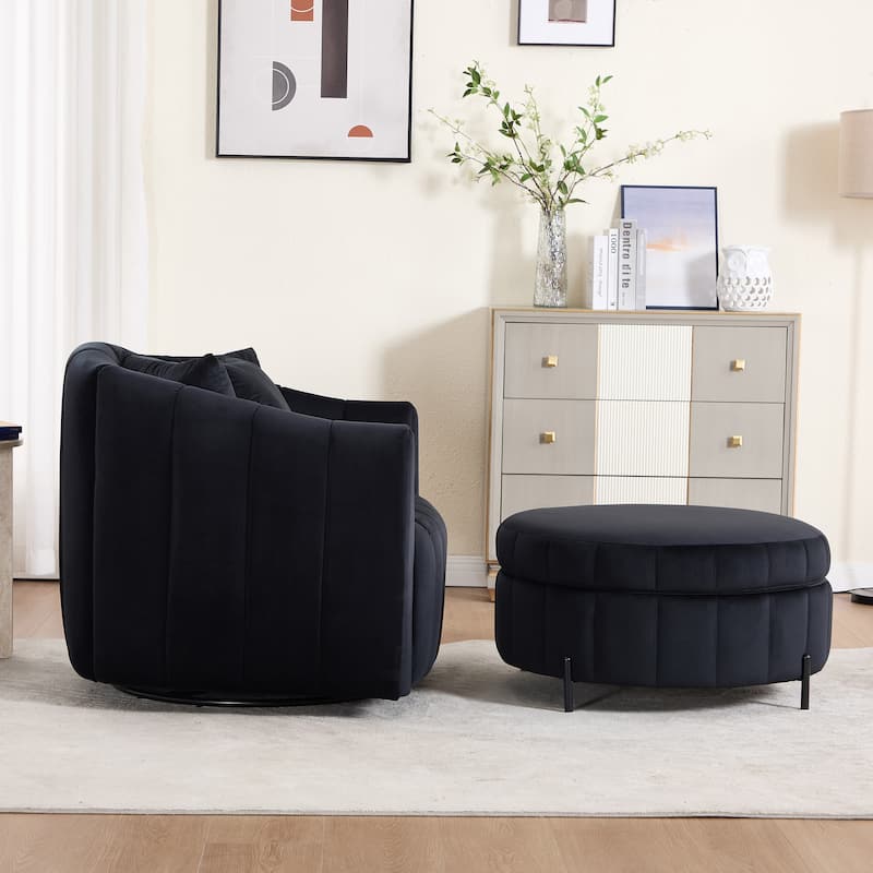 40.4"W Modern Swivel Accent Chair,Swivel Single Sofa Chair with Ottoman