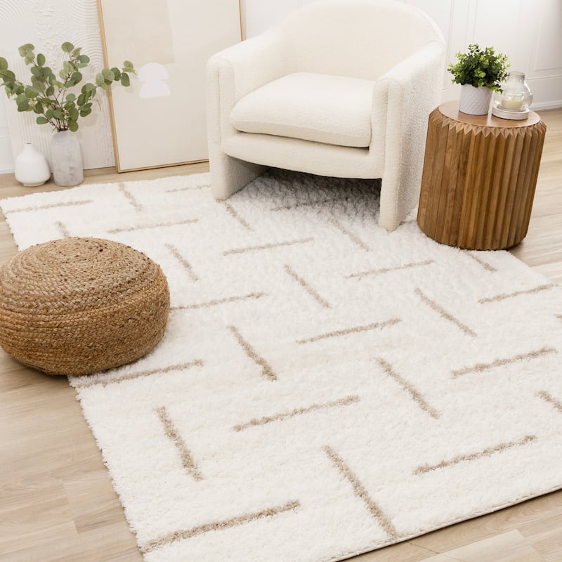 Taylor Collection - Scattered Dashes Cream Beige Area Rug
