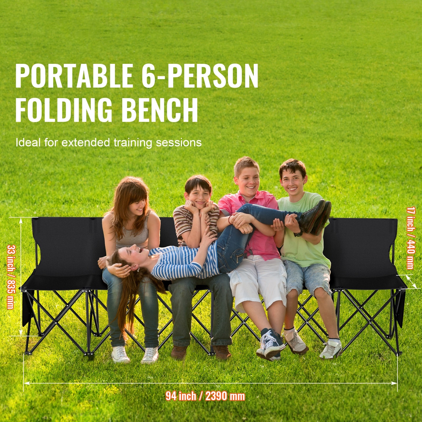 Portable Folding Sport Bench Six Seat Design With Carry Bag For Outdoor Camping