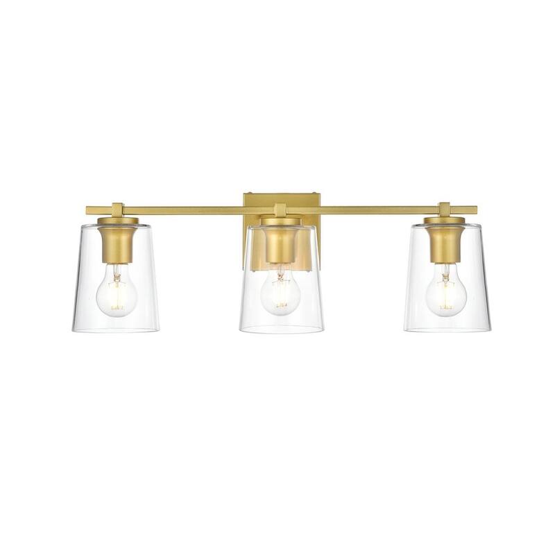 Kelly 1 Light Black and Clear Bath Sconce - Brass - 23