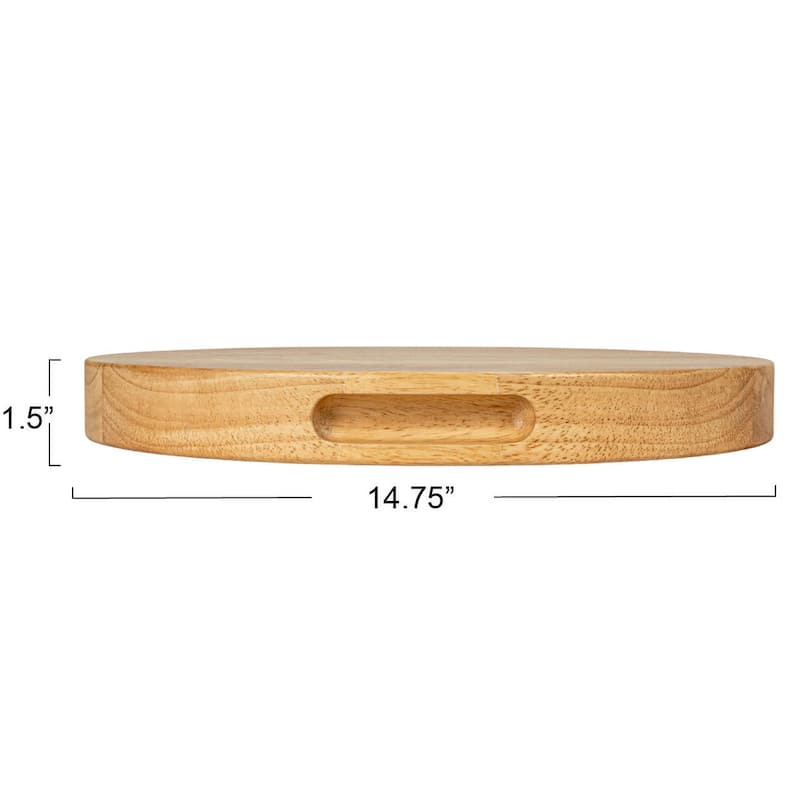 Rubberwood Cheese and Cutting Board with Handles - 14.8"L x 14.8"W x 1.6"H